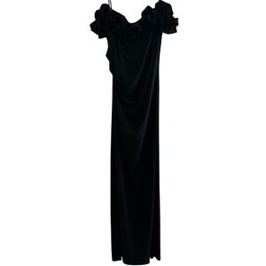 Xscape Black Ruffle Sleeve Sheath Gown Womens 14 Formal Evening Dress
